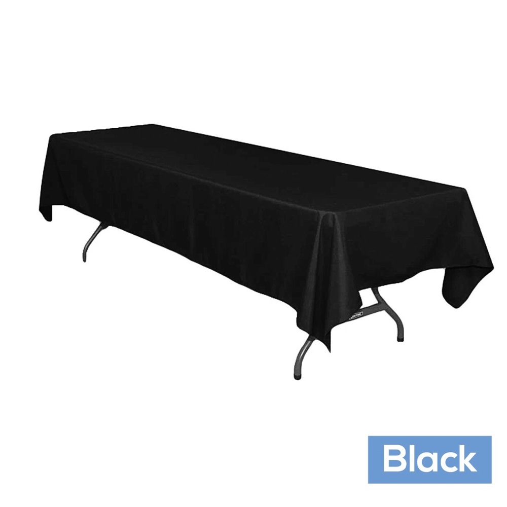 60” X 126” 100% Polyester Rectangular Black Tablecloth